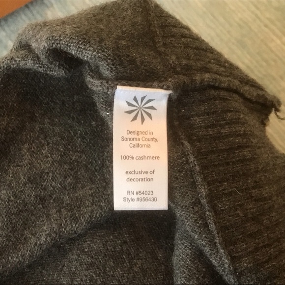 Athleta Heather Gray Sparkle Trim 100% Cashmere Oversized Pullover Sweater L - Picture 6 of 6